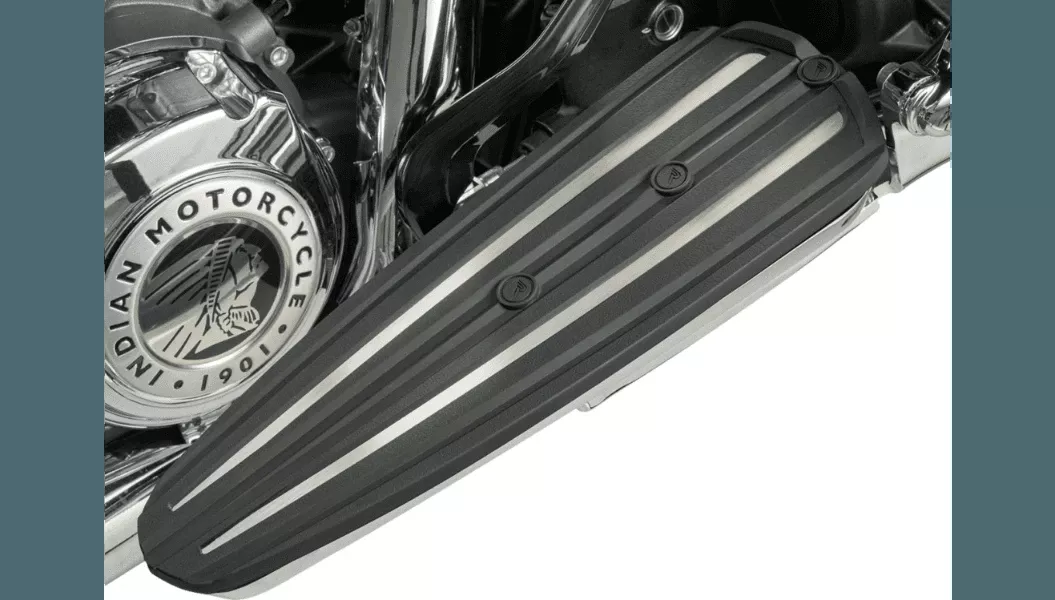 Ciro RydeCulture Charles Chapa Floorboard Inserts for '14-Up Indian Touring. Challenger/Pursuit Models - Black w/ Stainless Steel Accents