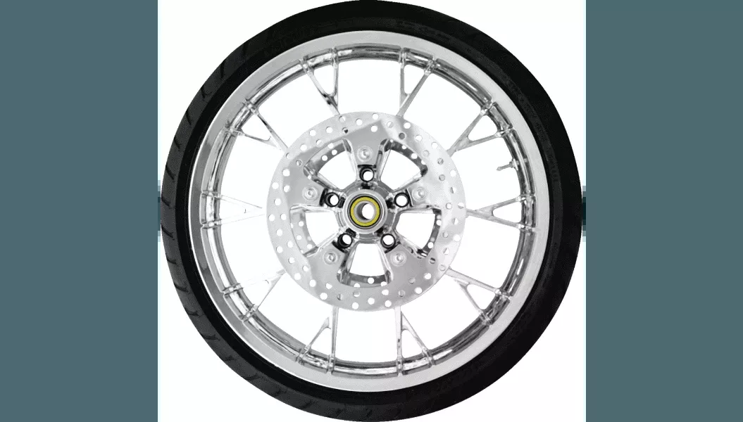 Coastal Moto Marlin Wheel/Tire Combo Front Wheel with ABS for '08-23 Harley Davidson Touring (21"/Chrome)/Rotors (11.8")/Dunlop Tire (130/60B21)