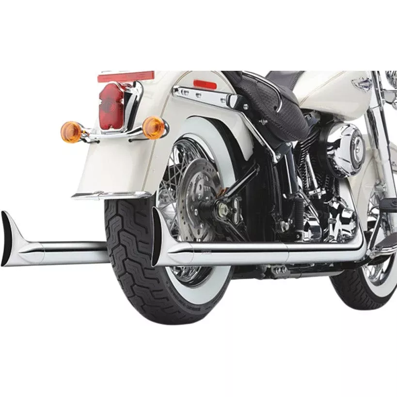 Cobra 6988 Softail Dual Chrome Exhaust w/ Fishtail Tips Harley Softail FX /FLST 07-11
