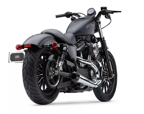 Cobra El Diablo 2-into-1 Exhaust for Harley Davidson XL Sportster Models '07-13 - Chrome with Black Tips