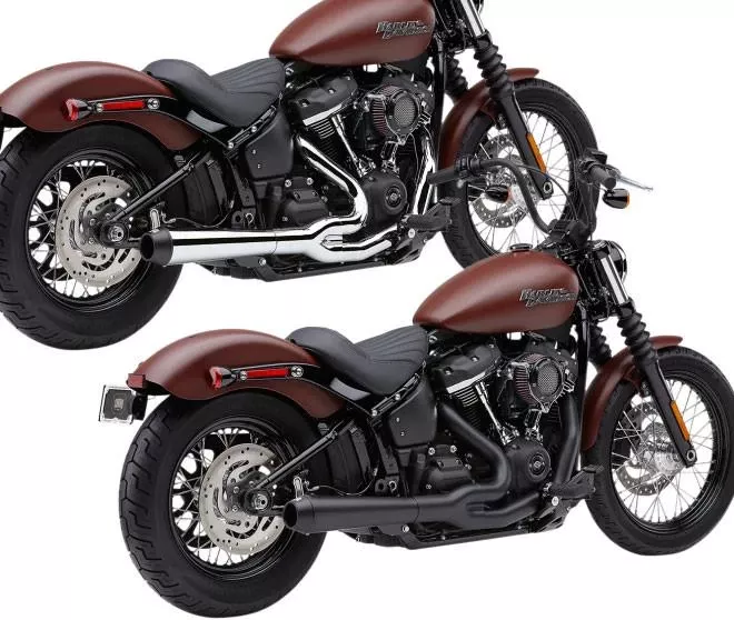 Cobra El Diablo 2-into-1 Exhaust System for 18-Up Harley Davidson Softail FXBB, FXLR, FLSL, FLDE Models (Choose Chrome or Black)