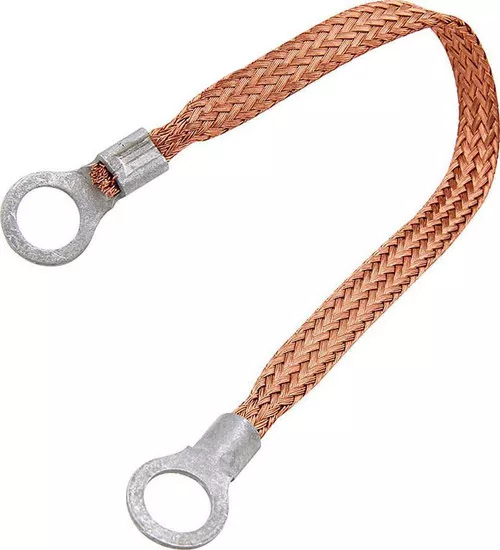 Copper Ground Strap 12in w/ 1/4in Ring Terminals ALL76328-12