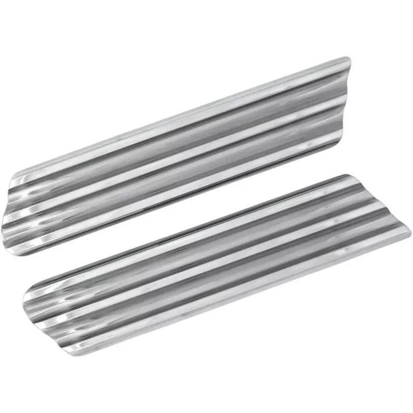 Covingtons Chrome Finned Police Saddlebag Latch Delete Plate Covers Harley 93-08
