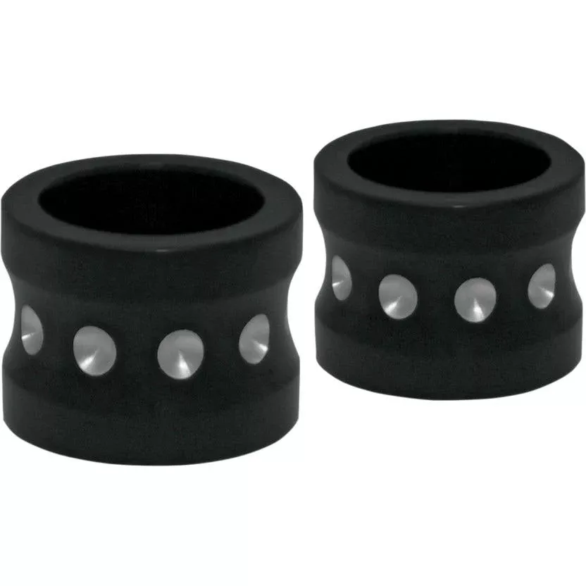 Covingtons Customs Black Dimpled Front Axle Spacers Harley FLH 08-17 W/O ABS