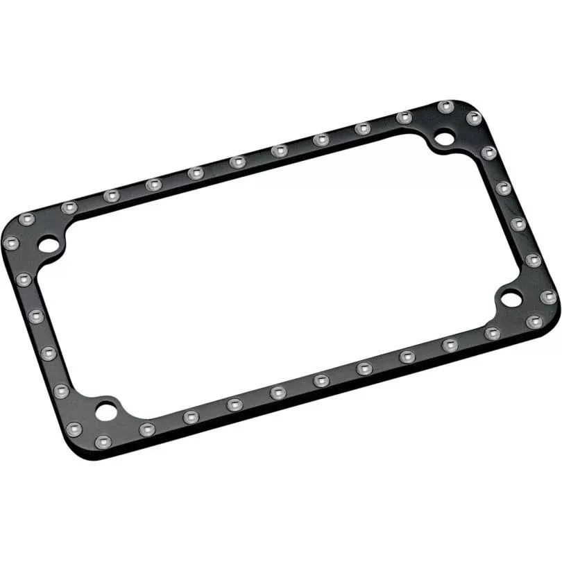 Covingtons Customs Black Dimpled License Tag Plate Frame 4×7 for Harley & Metric
