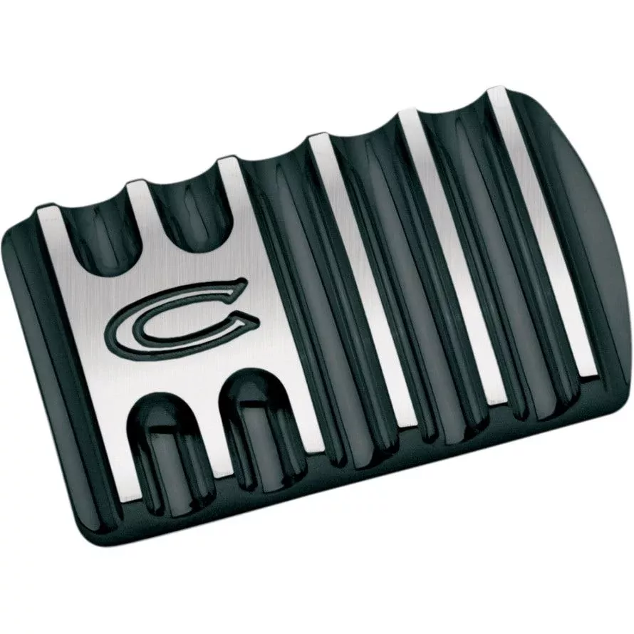 Covingtons Customs Black Finned Rear Brake Lever Pedal Pad for Harley FLH & FLST
