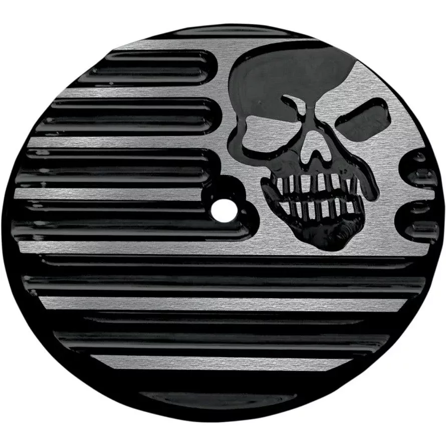 Covingtons Customs Black Machine Head Insert w/ Oval OEM Air Cleaner for Harley