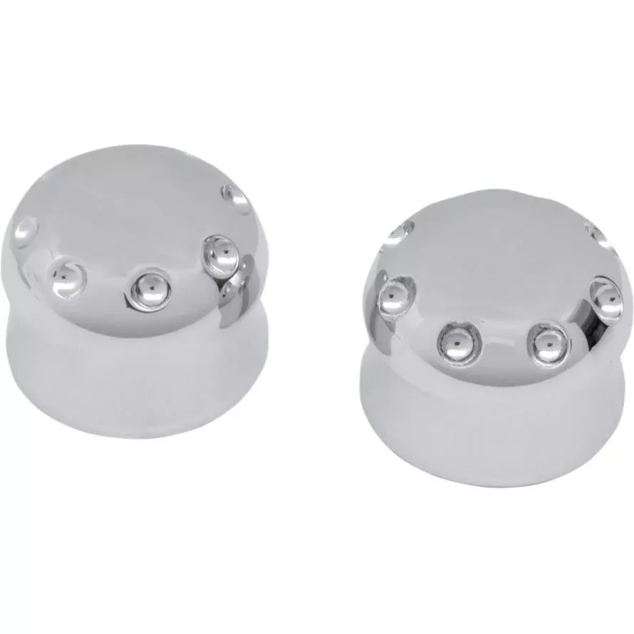 Covingtons Customs Chrome Dimpled Front Axle Caps Harley 07-17 Softail FLH FXDWG
