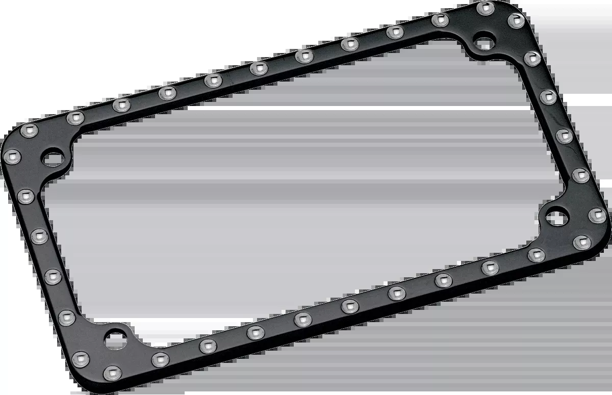 Covingtons Gloss Black CNC Dimpled Flat Motorcycle License Plate Frame Harley
