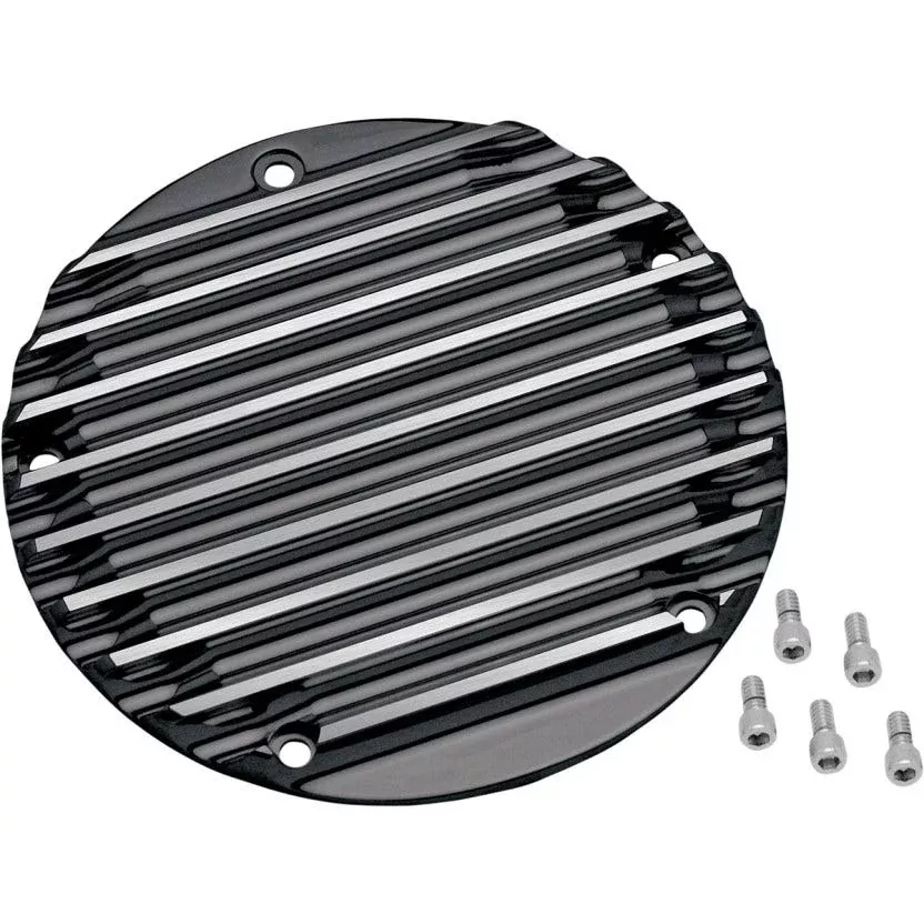 Covingtons Gloss Black Finned CNC Machined Derby Cover Harley Twin Cam 99-17