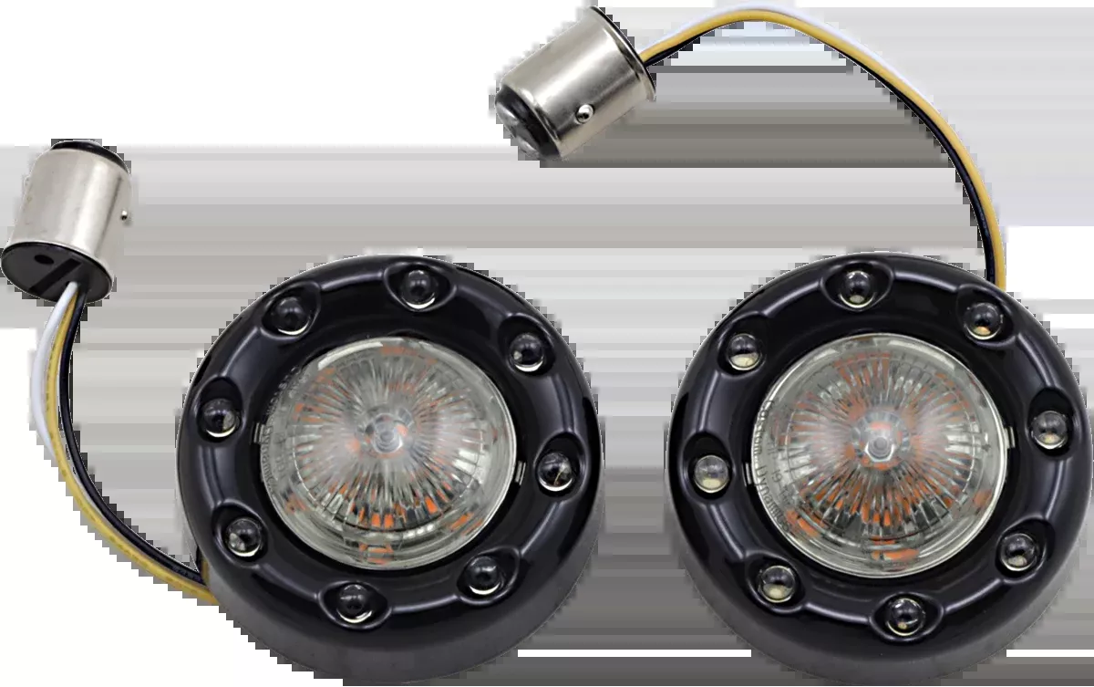 Custom Dynamics 1157 Black Probeam LED Front Bullet Ringz Turn Signals Harley
