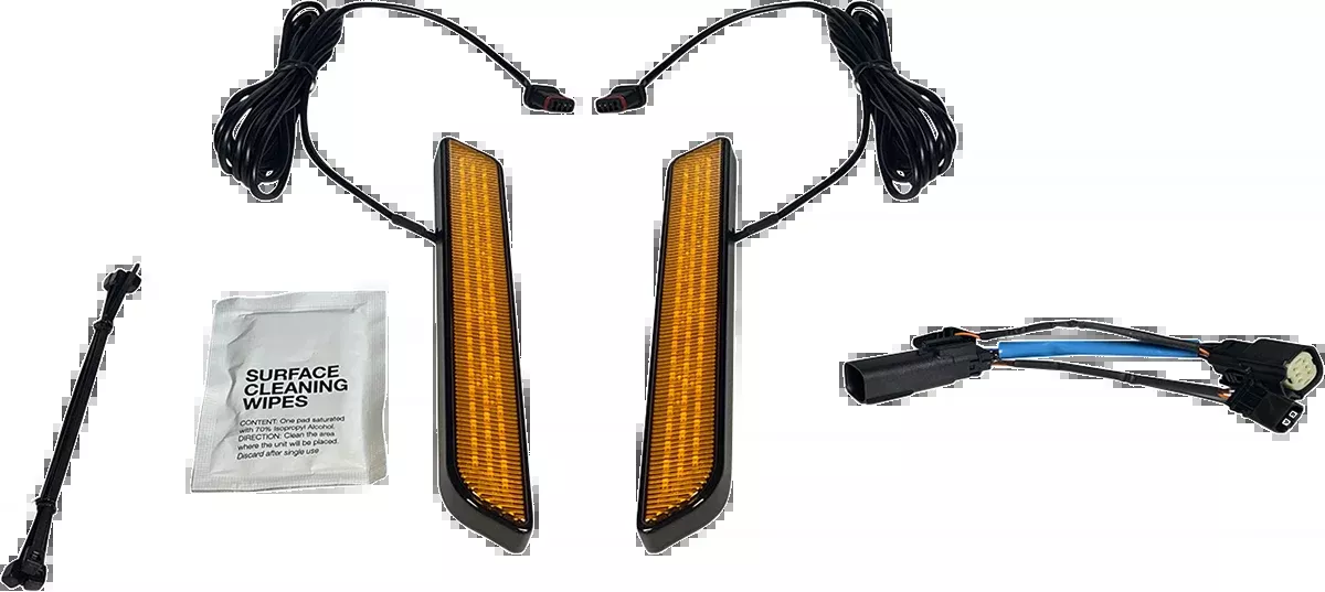 Custom Dynamics Black Amber LED Fork Reflector Lights 2010-13 Harley FLTRX FLHX