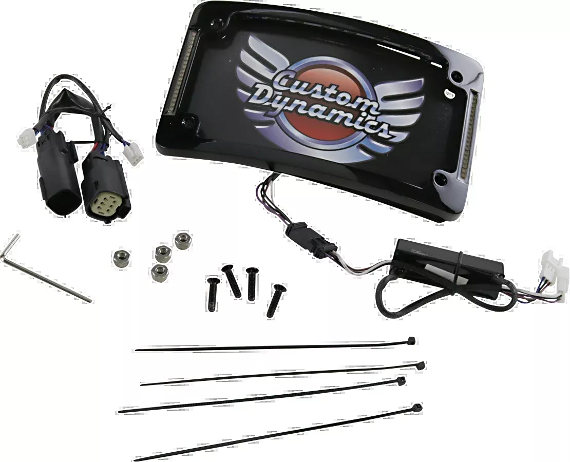 Custom Dynamics Black LED Motorcycle License Plate Frame 2014-24 Harley Touring