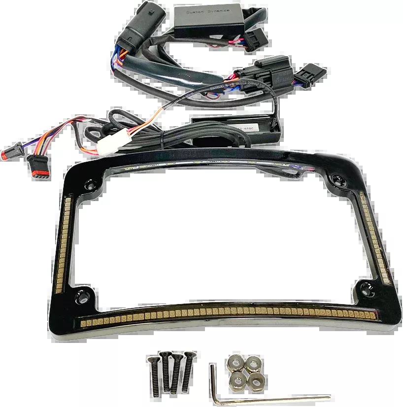 Custom Dynamics Black LED Radius License Plate Frame 2014-2024 Harley Touring