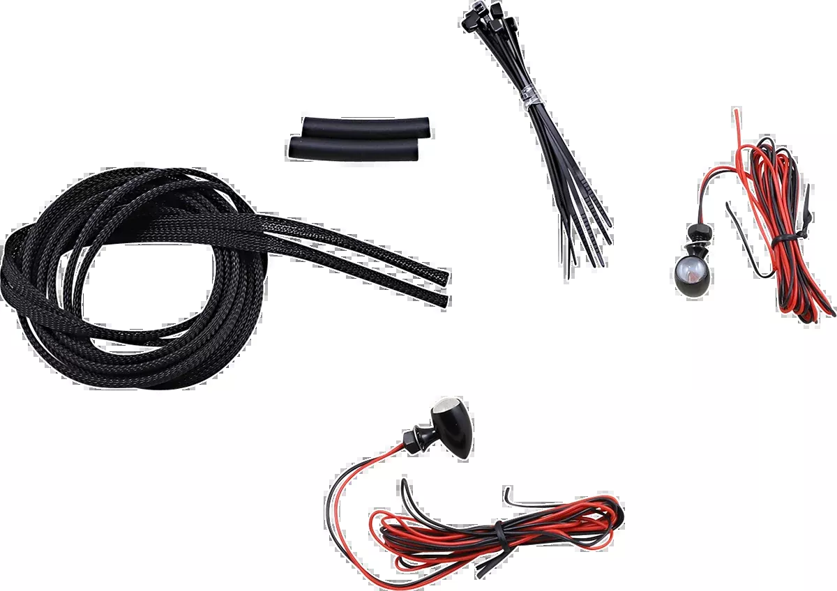 Custom Dynamics Black Red Micro Bullet LED Rear Motorcycle Turn Signals Harley