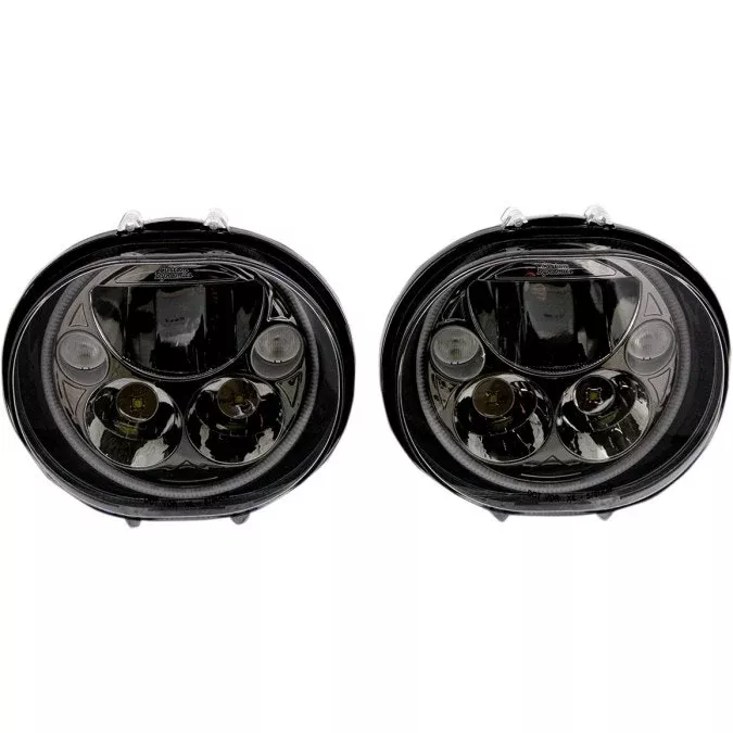 Custom Dynamics Black Tru-Beam 5 3/4″ Headlight Headlamp Pair Harley Road Glide