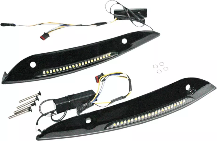 Custom Dynamics Black Windshield LED Trim Turn Signals Harley Road Glide 15-23