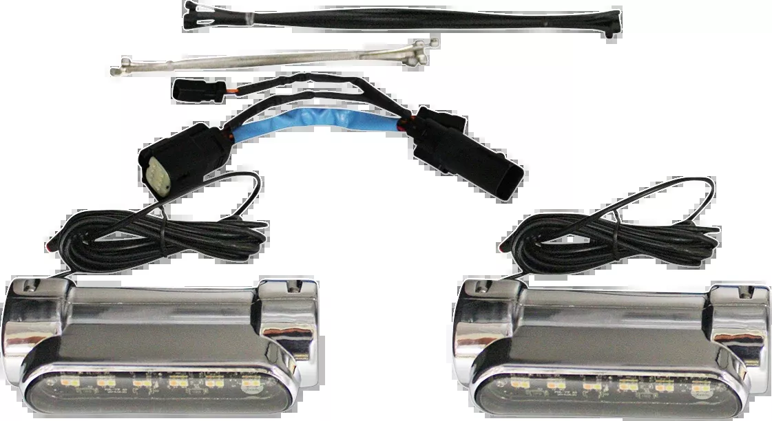 Custom Dynamics Chrome Amber LED Engine Guard Lights for 2010-2013 Harley CVO