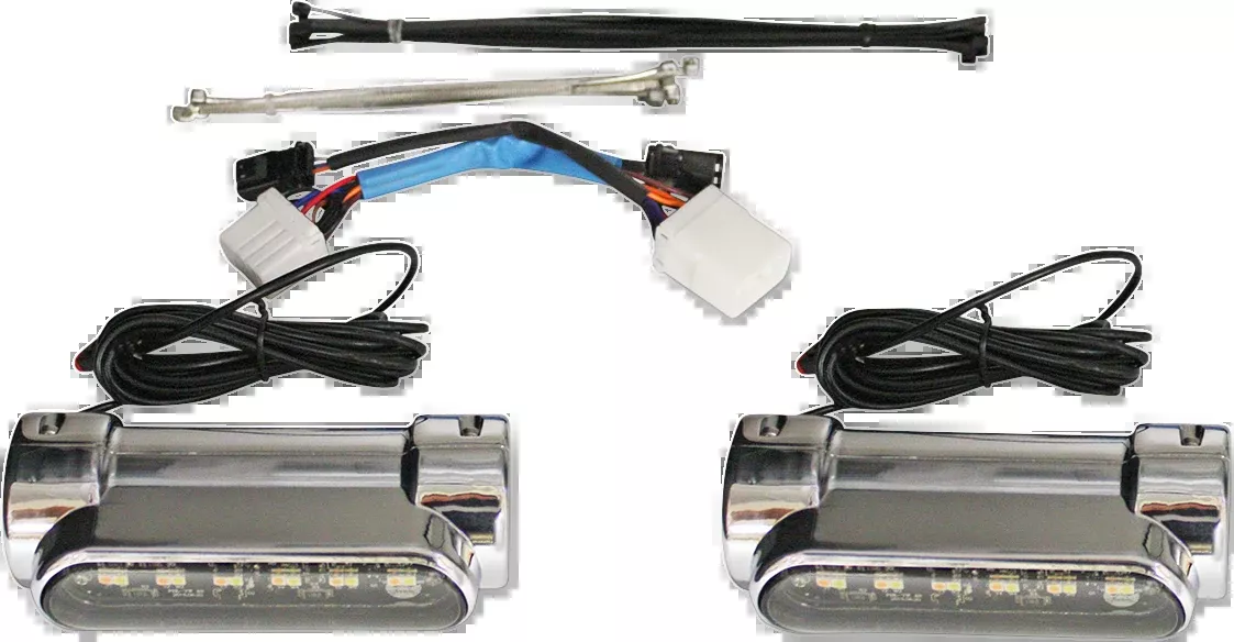 Custom Dynamics Chrome Engine Guard LED Lights 1996-2013 Harley Touring Softail