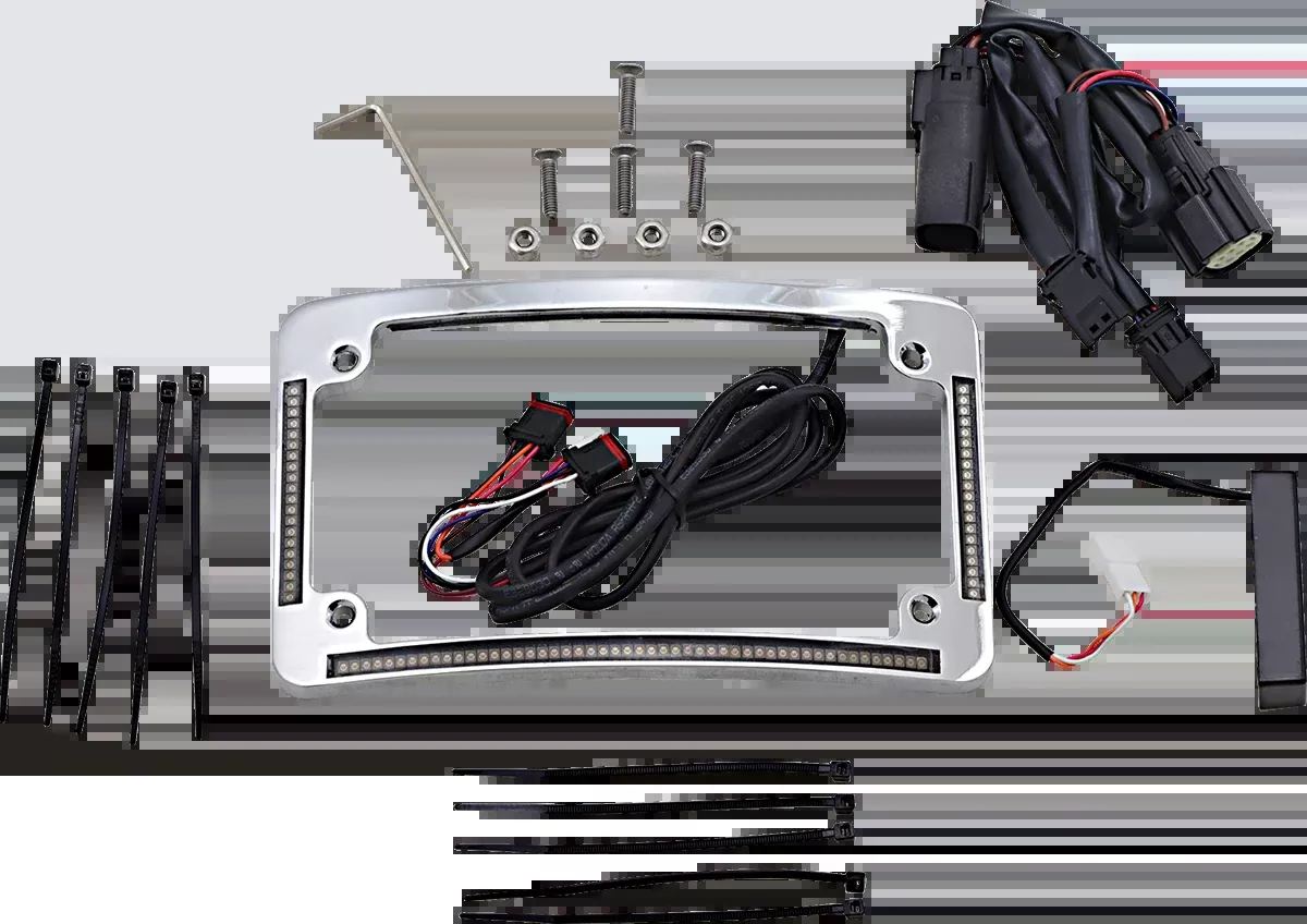 Custom Dynamics Chrome LED Radius License Plate Frame 2010-13 Harley FLTRX FLHX