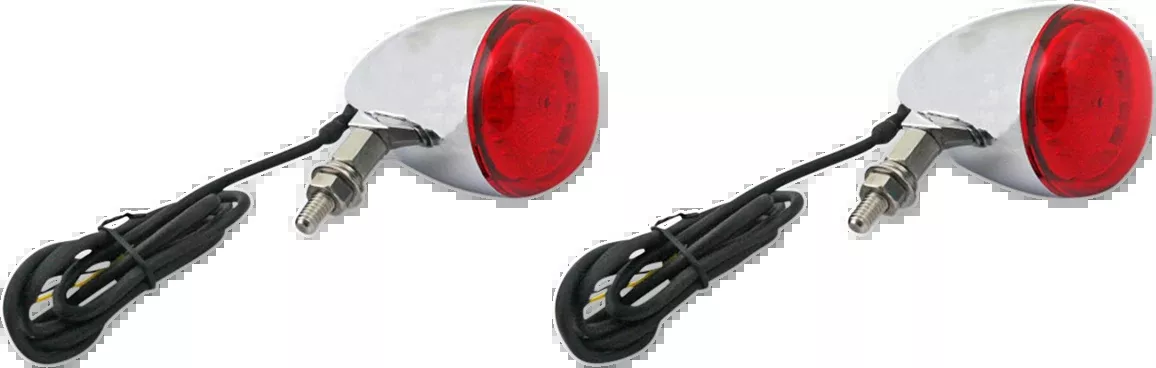 Custom Dynamics ProBeam Chrome LED Universal Bullet Red Turn Signal Kit Harley
