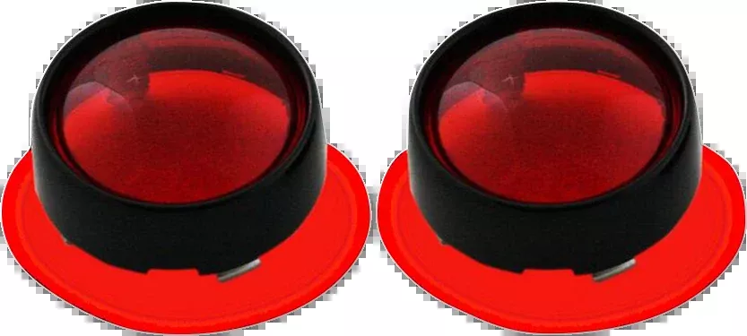 Custom Dynamics Red Lens Bullet Bezel Black Turn Signal Adapters for Harley
