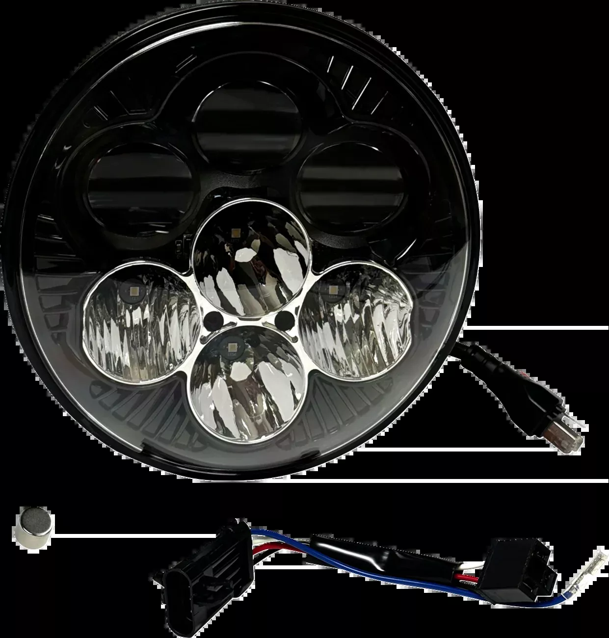 Custom Dynamics Shark Demon 7″ Color Changing Headlight for 14-24 Harley Touring