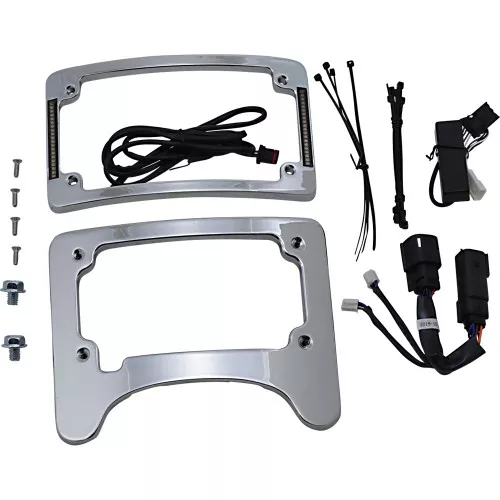 Custom Dynamics Turn Signal Eliminator Radius Plate Mount with Light for 2014-2023 Harley Touring* - Chrome