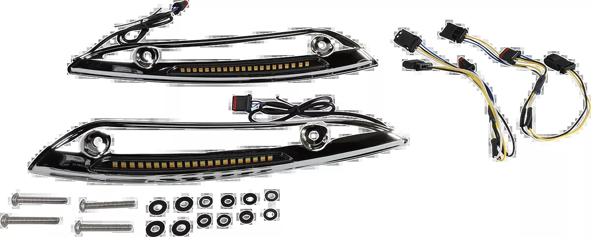 Custom Dynamics Windshield Trim – Sequential Turn Signal – Chrome – CD-RG-SWT-AW2-C