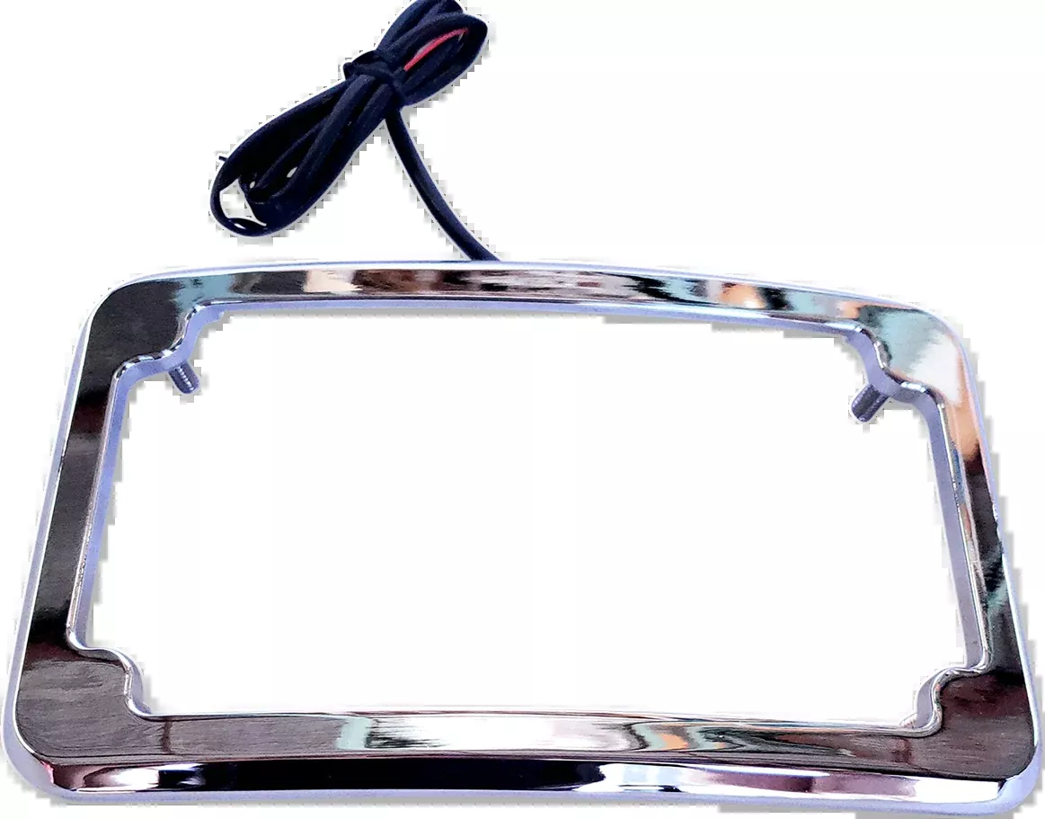 Cycle Visions Chrome Universal Motorcycle Lighted License Plate Frame Harley