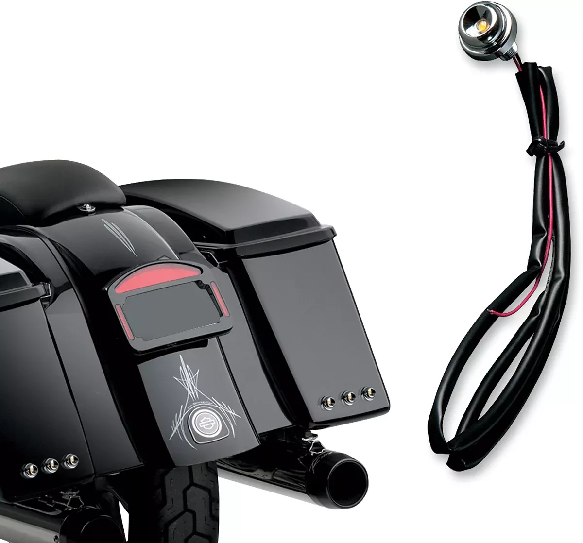 Cycle Visions Lucifer Chrome Pair Red LED Rear Marker Lights for Harley Davidson
