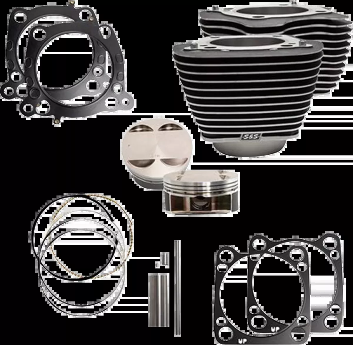 Cylinder Kit - 4.500" Stroke - Wrinkle Black w/Highlights - M8