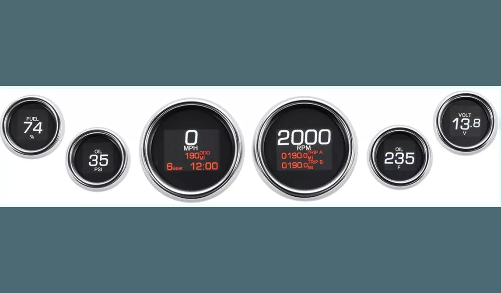 Dakota Digital Six-Gauge MLX Series Kit for '04-13 Harley Davidson Touring Models - Chrome Bezels