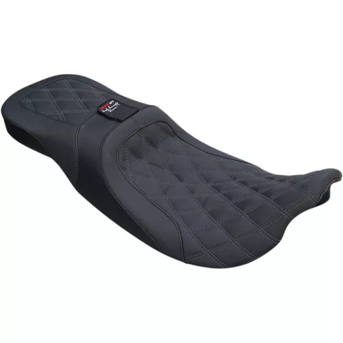 Danny Gray Airhawk Weekday 2-Up XL Seat w/ Backrest Slot for 2008-2023 Harley Touring - Drag Stitch