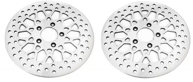 DNA Mesh Polished Dual Front 11.8 Disc Rotors Harley Touring 08-13 (Pair)