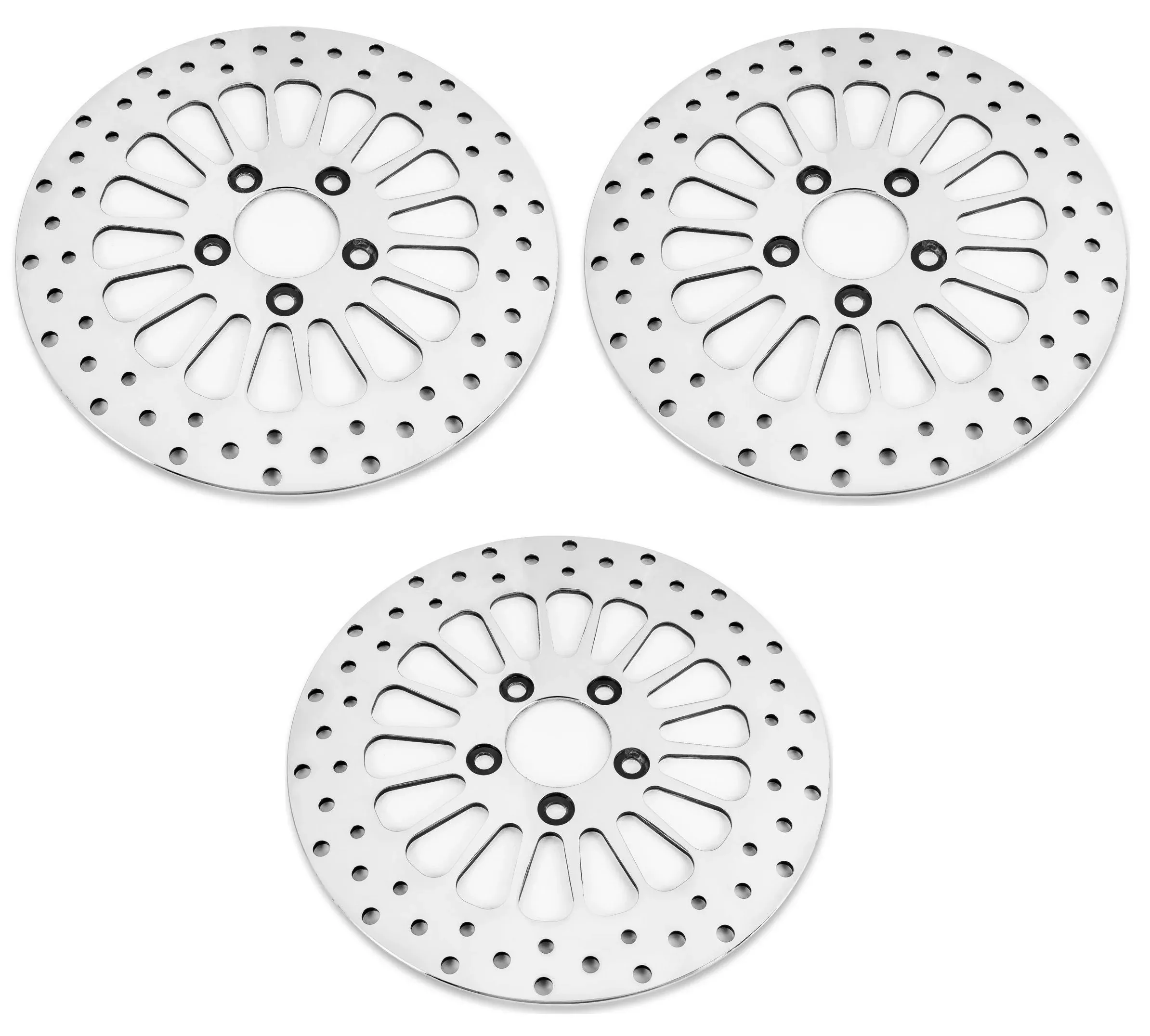 DNA Polished Super Spoke Dual Front & Rear 11.5 Disc Rotors Harley Touring 00-07