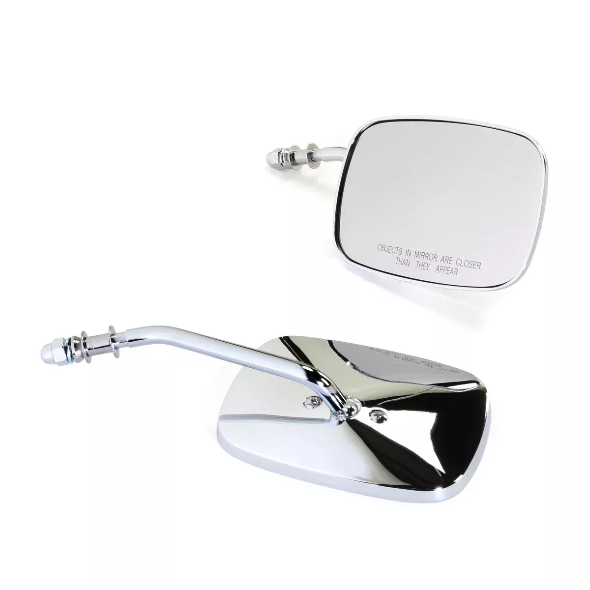 Drag Chrome OE Style Rectangle Short Stem Mirrors Repl OE for Harley PR