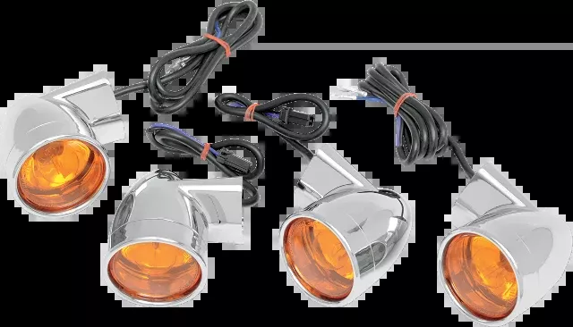 Drag Specialties 1157 4 Pack Bullet Chrome Amber Lens Turn Signal Kit Harley