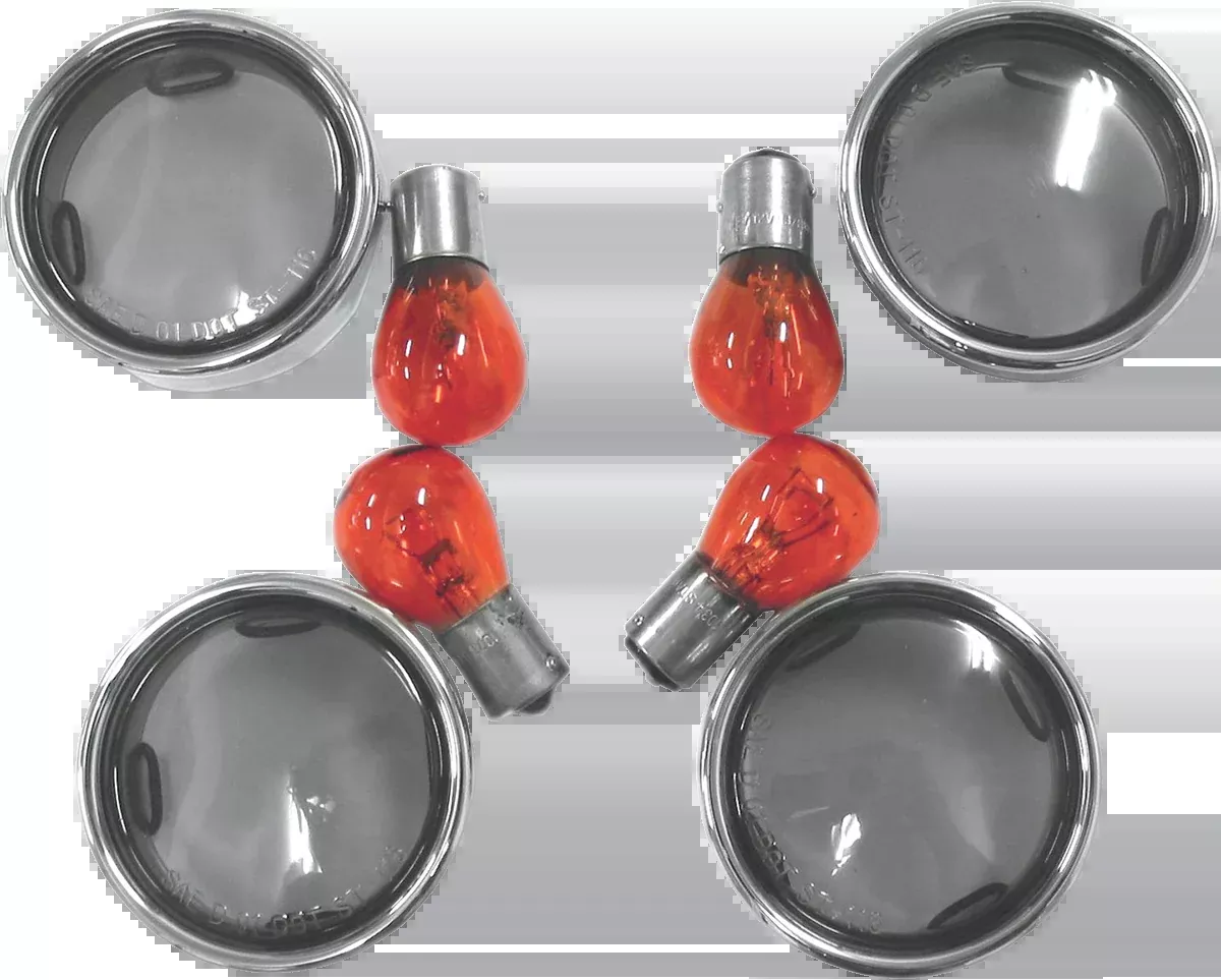 Drag Specialties 4 Smoke Bullet Deuce Turn Signal Smoke Lens Trim Kit Harley