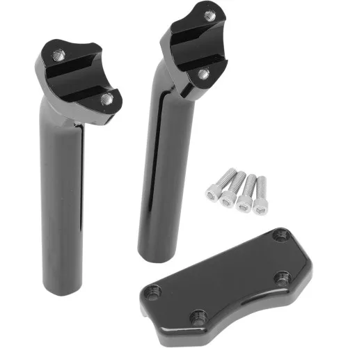 Drag Specialties 9.5" Pullback Handlebar Risers/Top Clamp Kit - Gloss Black