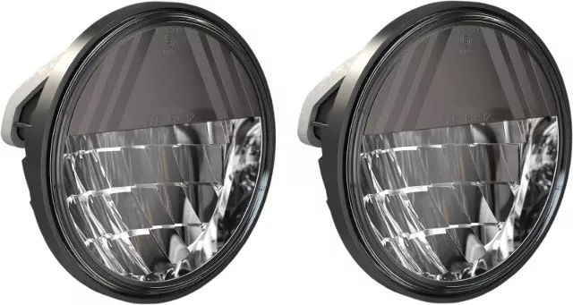 Drag Specialties Black 4.5" White LED Front Spotlight Passing Lamps for Harley