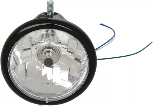 Drag Specialties Black 5-3/4" Motorcycle Headlight Assembly for Harley Custom