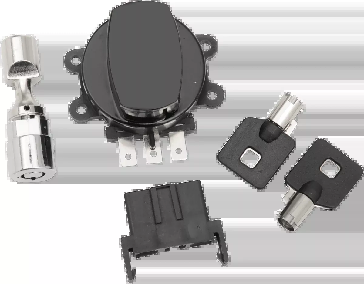 Drag Specialties Black Ignition Switch & Fork Lock Kit for 96-10 Harley Softail