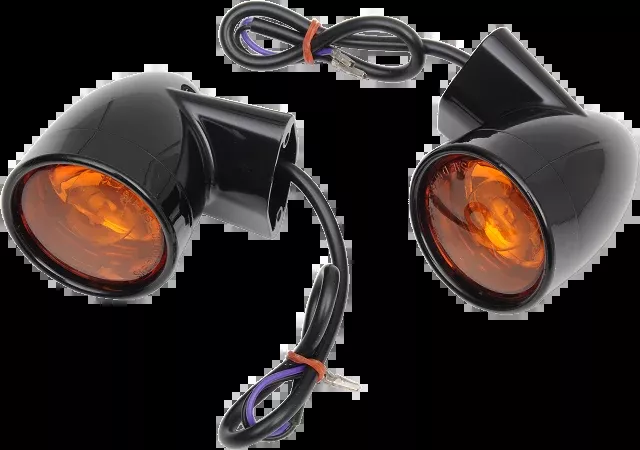 Drag Specialties Black Rear Bullet Turn Signal Kit 1984-2022 Harley Touring FLHT