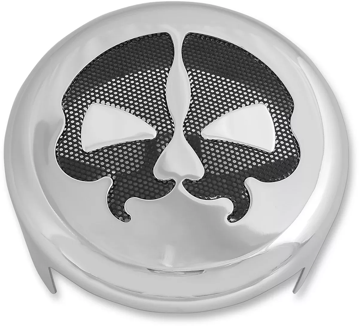 Drag Specialties Chrome Black Skull Horn Cover 2017-2024 Harley Softail Touring