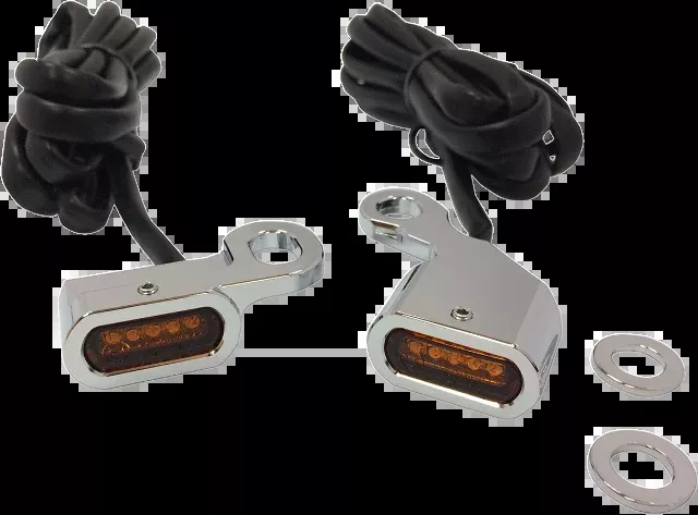 Drag Specialties Chrome LED Handlebar Marker Lights for 04-19 Harley Dyna FLSTN