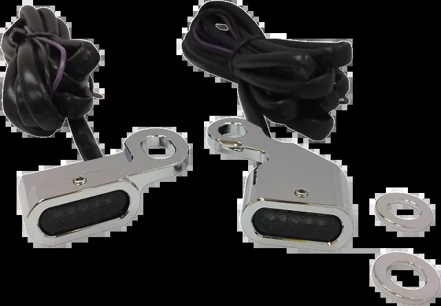 Drag Specialties Chrome LED Handlebar Marker Lights for 96-17 Harley Dyna Softail