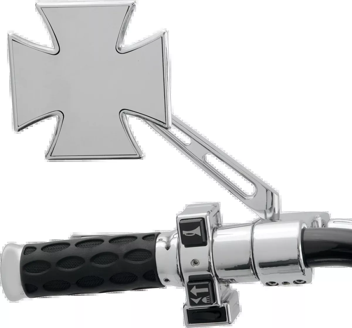 Drag Specialties Chrome Maltese Cross Pair Motorcycle Handlebar Mirror Set