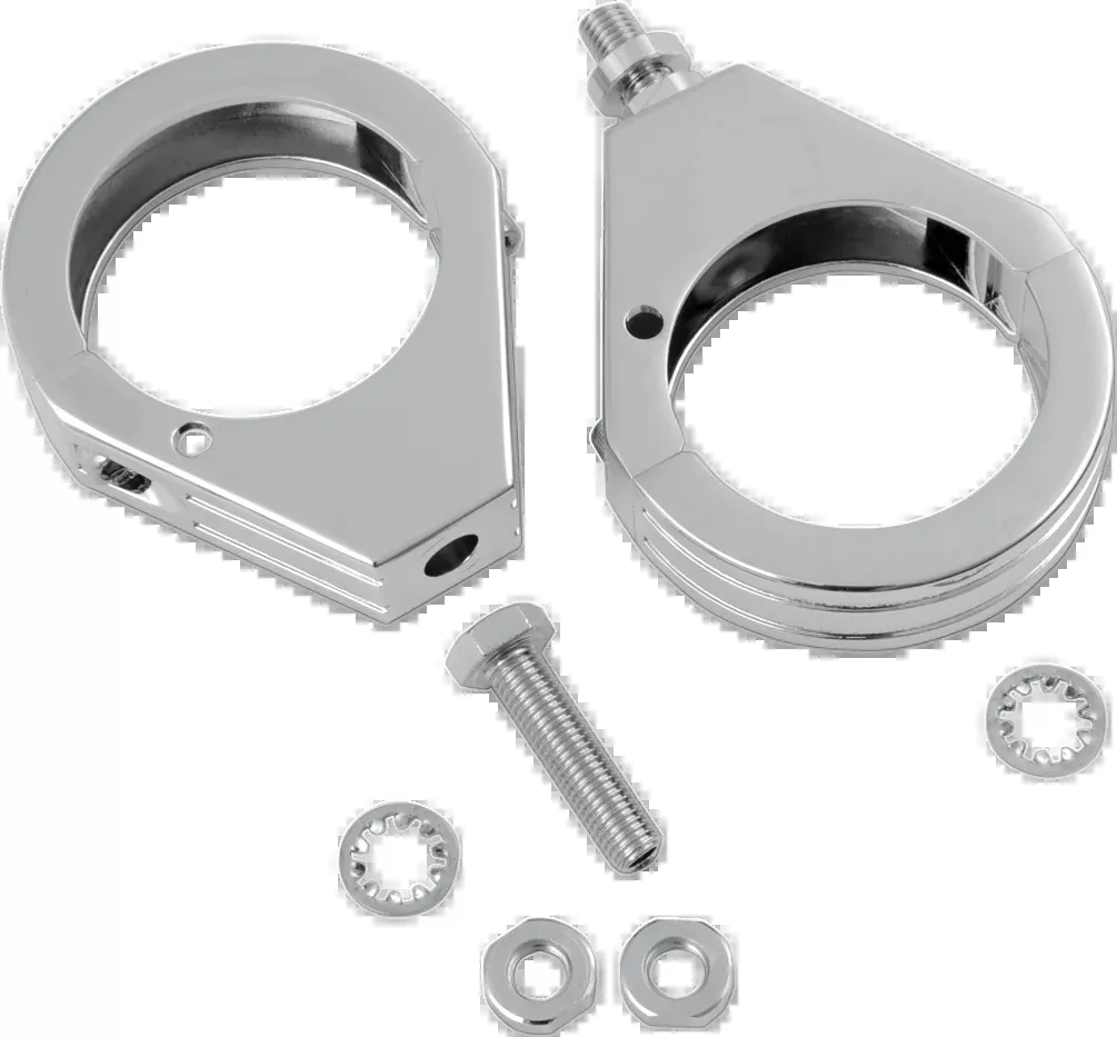 Drag Specialties Chrome Pair Front 49mm Turn Signal Fork Clamps Harley Davidson