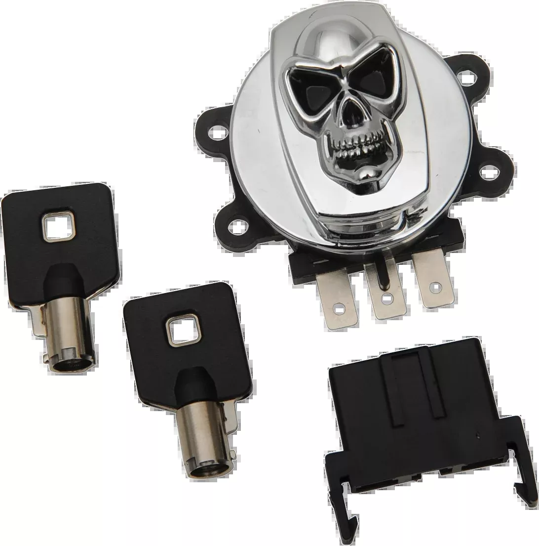 Drag Specialties Chrome Skull Ignition Switch 1999-2013 Harley Dyna Touring FXST